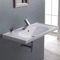 Drop In Bathroom Sink, White Ceramic, Modern